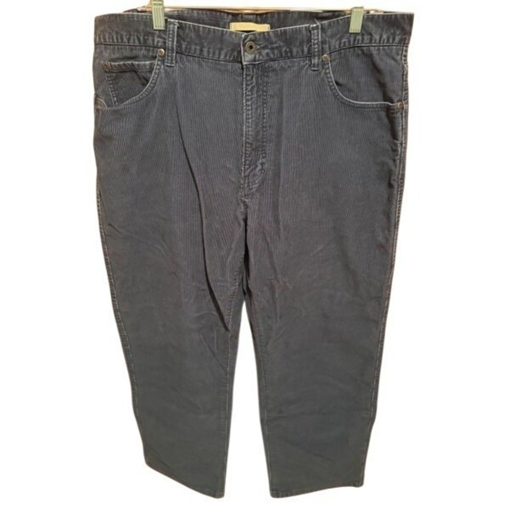 LL Bean Natural Fit Corduroy Pants Men's 38x30‎ Gray/Blue Casual Straight Leg